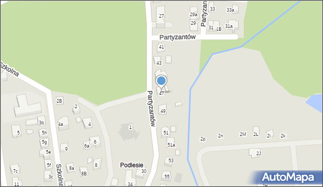 Kęty, Partyzantów, 47, mapa Kęty