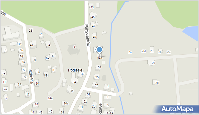 Kęty, Partyzantów, 51a, mapa Kęty