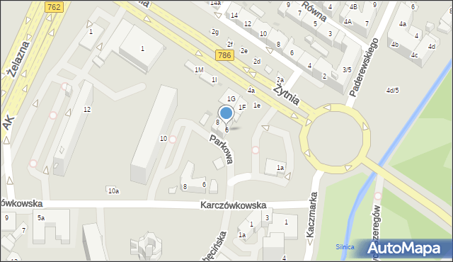 Kielce, Parkowa, 6, mapa Kielc