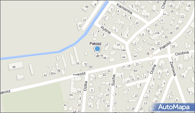 Kielce, Pakosz, 48, mapa Kielc