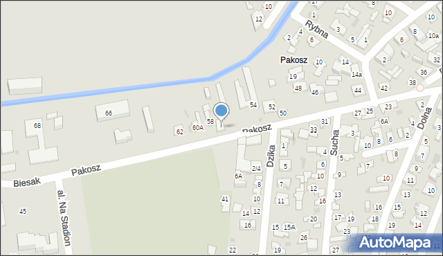 Kielce, Pakosz, 58A, mapa Kielc