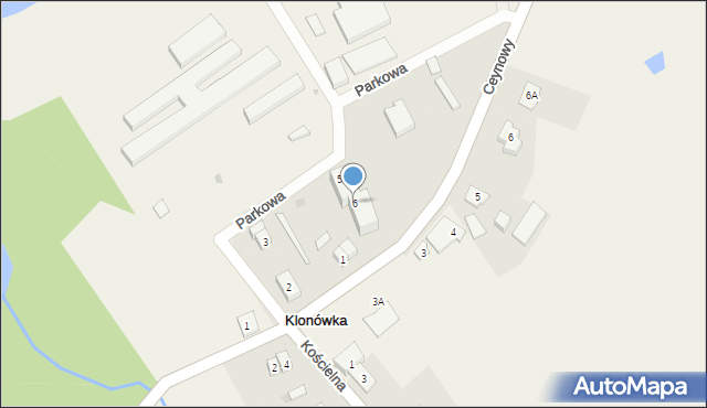 Klonówka, Parkowa, 6, mapa Klonówka