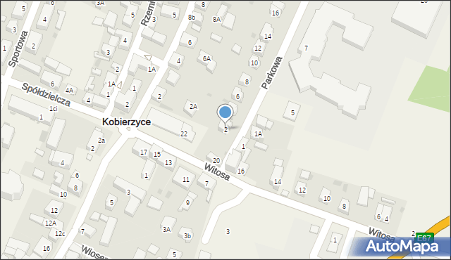 Kobierzyce, Parkowa, 2, mapa Kobierzyce