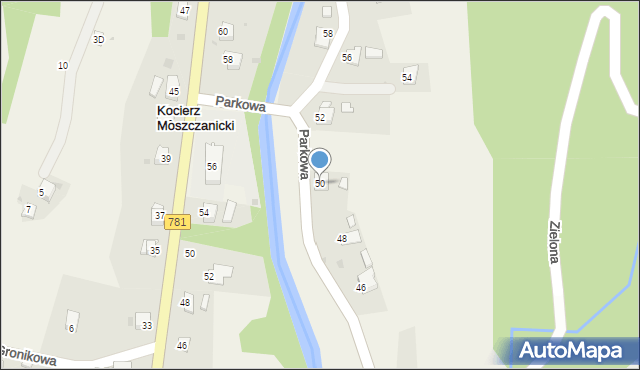 Kocierz Moszczanicki, Parkowa, 50, mapa Kocierz Moszczanicki