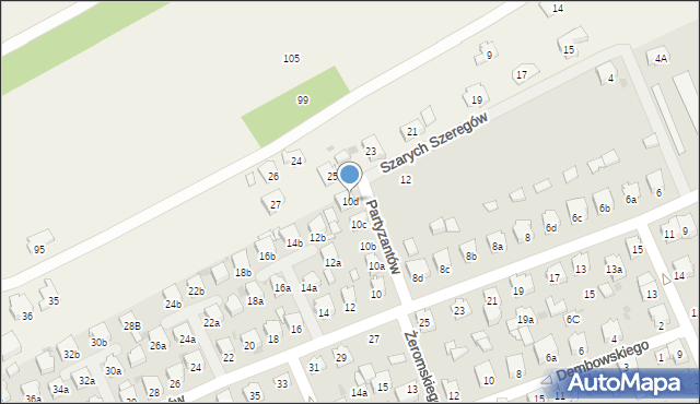 Kolbuszowa, Partyzantów, 10d, mapa Kolbuszowa