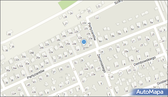 Kolbuszowa, Partyzantów, 12, mapa Kolbuszowa