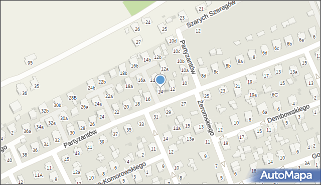 Kolbuszowa, Partyzantów, 14, mapa Kolbuszowa