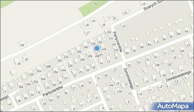 Kolbuszowa, Partyzantów, 14a, mapa Kolbuszowa