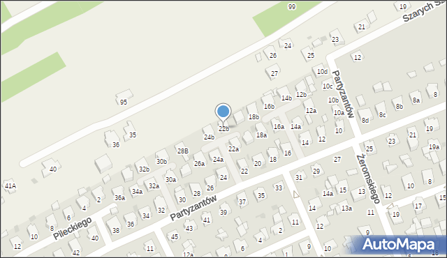 Kolbuszowa, Partyzantów, 22b, mapa Kolbuszowa