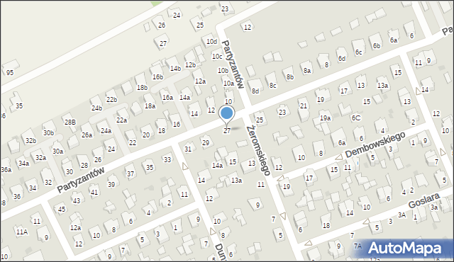 Kolbuszowa, Partyzantów, 27, mapa Kolbuszowa