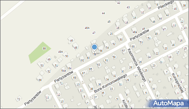 Kolbuszowa, Partyzantów, 58, mapa Kolbuszowa