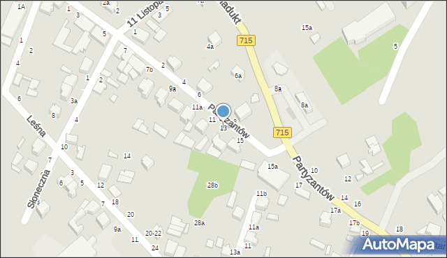 Koluszki, Partyzantów, 13, mapa Koluszki