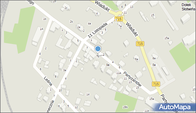 Koluszki, Partyzantów, 7b, mapa Koluszki