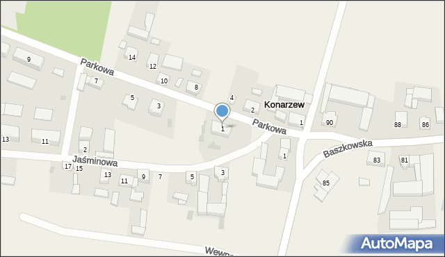 Konarzew, Parkowa, 1, mapa Konarzew