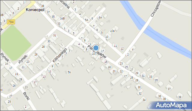 Koniecpol, Partyzantów, 12, mapa Koniecpol