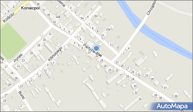 Koniecpol, Partyzantów, 14, mapa Koniecpol