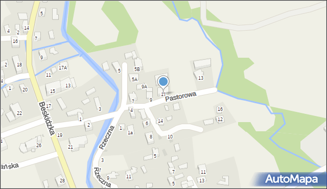 Korbielów, Pastorowa, 11, mapa Korbielów