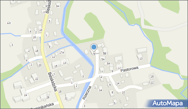 Korbielów, Pastorowa, 5, mapa Korbielów