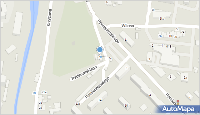 Koronowo, Paderewskiego Ignacego Jana, 20, mapa Koronowo