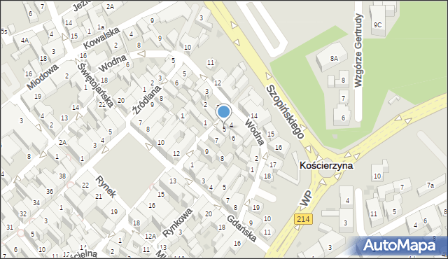 Kościerzyna, Partyzantów, 5, mapa Kościerzyna