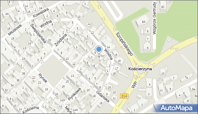 Kościerzyna, Partyzantów, 6, mapa Kościerzyna