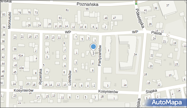 Kostrzyn, Partyzantów, 2, mapa Kostrzyn