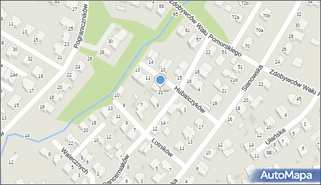 Koszalin, Pancerniaków, 11, mapa Koszalina