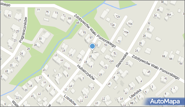 Koszalin, Pancerniaków, 20, mapa Koszalina