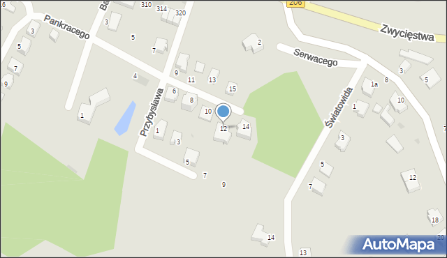 Koszalin, Pankracego, 12, mapa Koszalina