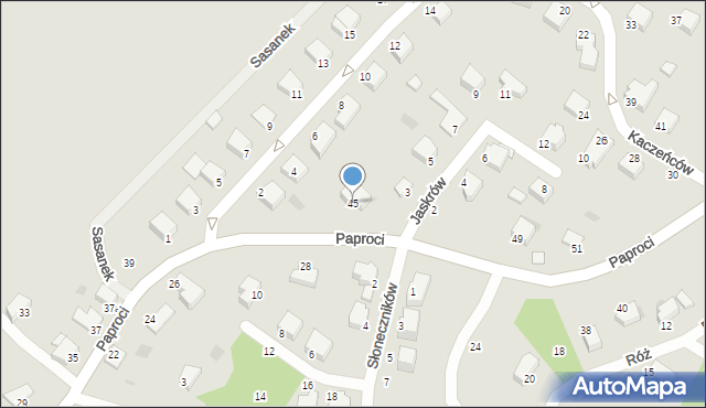 Koszalin, Paproci, 45, mapa Koszalina