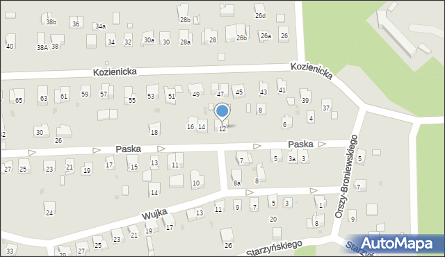 Kraków, Paska Jana Chryzostoma, 12, mapa Krakowa
