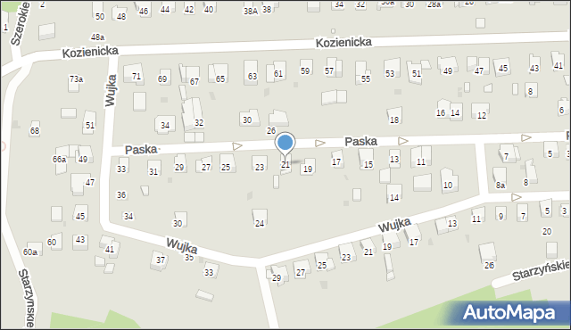 Kraków, Paska Jana Chryzostoma, 21, mapa Krakowa