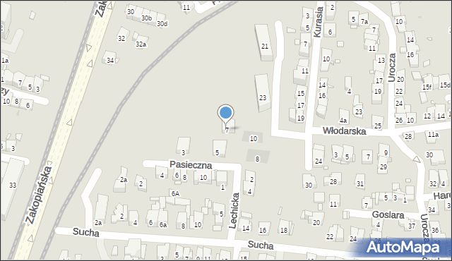 Kraków, Pasieczna, 7, mapa Krakowa