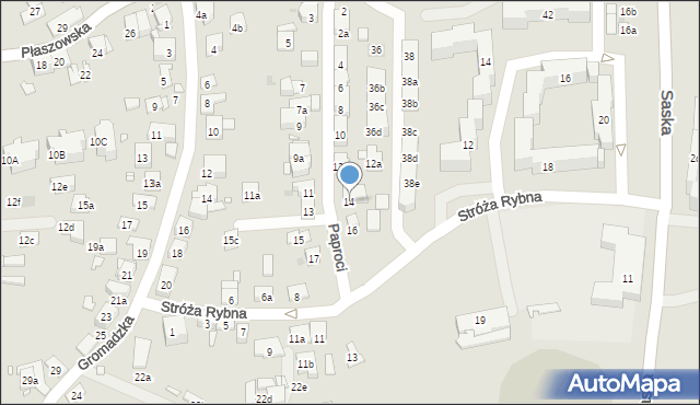 Kraków, Paproci, 14, mapa Krakowa