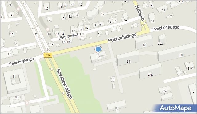 Kraków, Pachońskiego Henryka, 12, mapa Krakowa