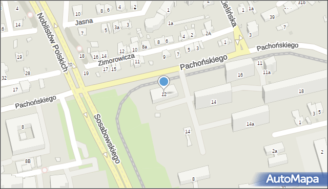 Kraków, Pachońskiego Henryka, 12, mapa Krakowa