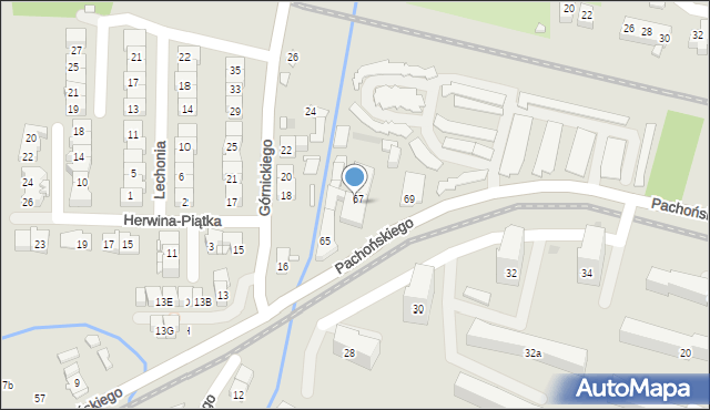 Kraków, Pachońskiego Henryka, 67a, mapa Krakowa