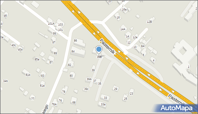 Kraków, Pasternik, 39B, mapa Krakowa