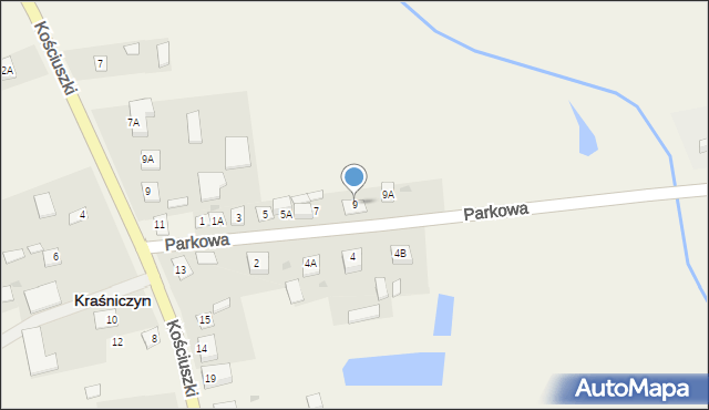 Kraśniczyn, Parkowa, 9, mapa Kraśniczyn