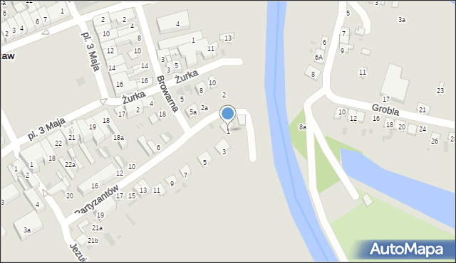 Krasnystaw, Partyzantów, 1, mapa Krasnystaw