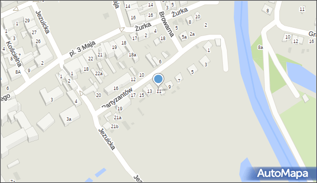 Krasnystaw, Partyzantów, 11, mapa Krasnystaw