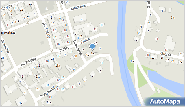 Krasnystaw, Partyzantów, 2a, mapa Krasnystaw