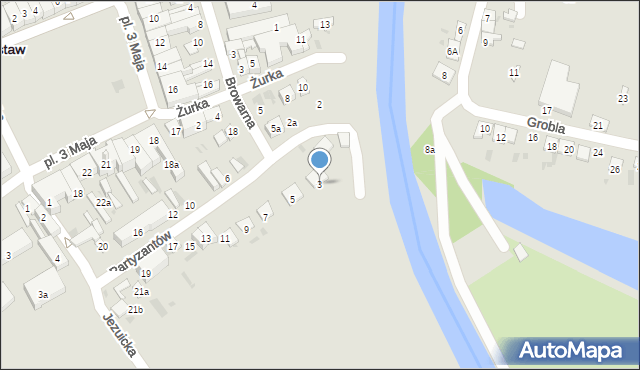 Krasnystaw, Partyzantów, 3, mapa Krasnystaw