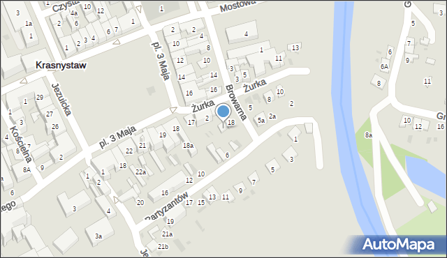 Krasnystaw, Partyzantów, 4a, mapa Krasnystaw