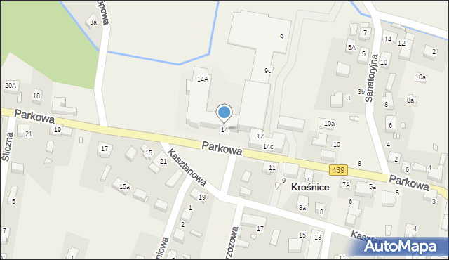 Krośnice, Parkowa, 14, mapa Krośnice