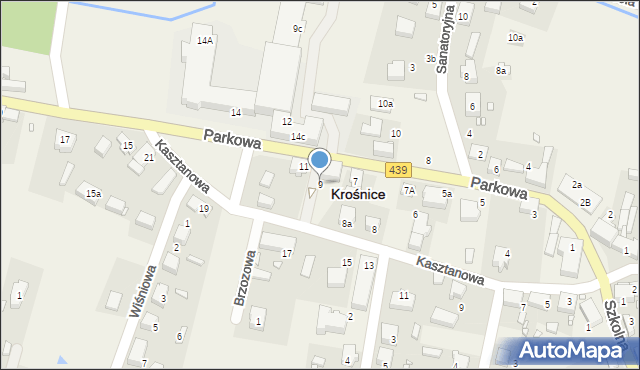 Krośnice, Parkowa, 9, mapa Krośnice