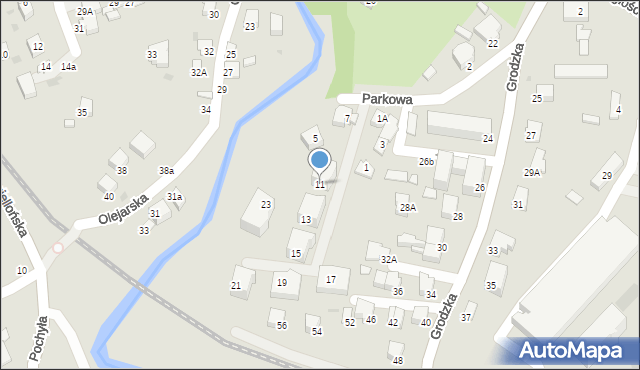 Krosno, Parkowa, 11, mapa Krosna