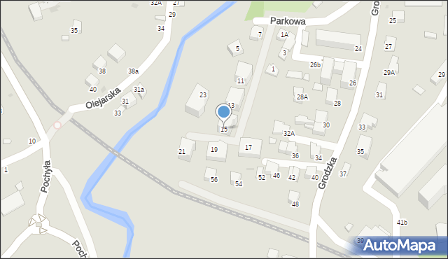 Krosno, Parkowa, 15, mapa Krosna