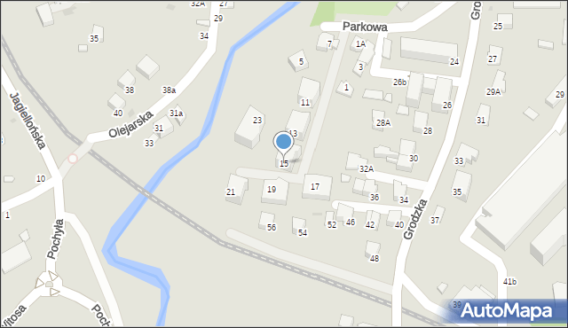 Krosno, Parkowa, 15, mapa Krosna