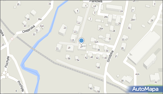 Krosno, Parkowa, 17, mapa Krosna